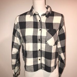 Charcoal & White Checkered Plaid Button Shirt